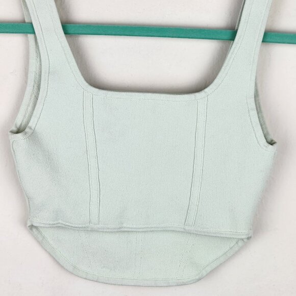 Aritzia Babaton Sculpt Knit Square Neck Bustier Crop Tank Top sz S - Picture 4 of 9